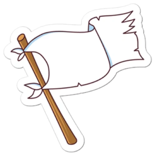 picture, white flag, white flag with a stick, white flag drawing, the white flag is cartoony