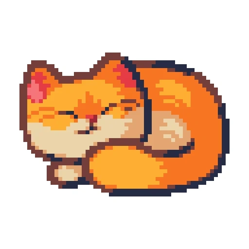 pixel cat, pixel fox, peinture pixel de renard, chat gris pixel