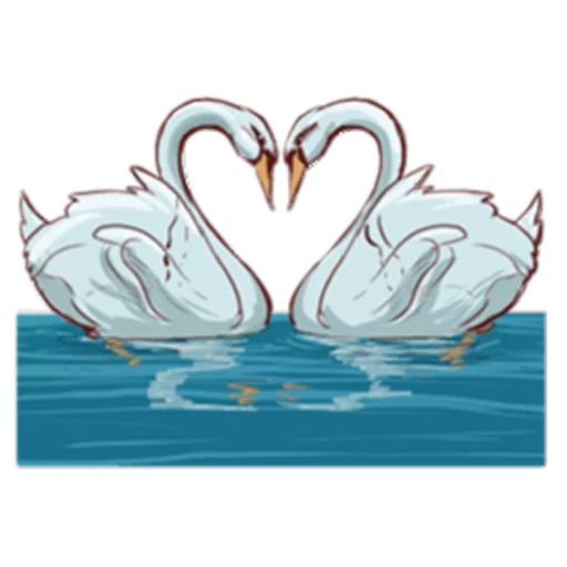 лебедь, лебеди пара, лебеди любовь, рисунок влюбленных лебедей, лебеди свадебные мультяшные