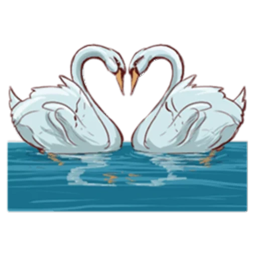 cygne, paire de cygnes, les cygnes aiment, figure des amoureux des cygnes, dessin animé de mariage