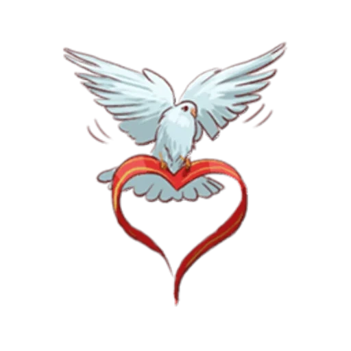 um símbolo de amor, o coração de uma pomba, o amor é um símbolo, o pombo é um coração, mergulhar com uma fita