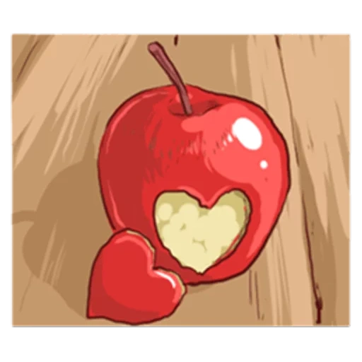 pomme, une pomme d'amour, pomme rouge, une pomme avec un cœur