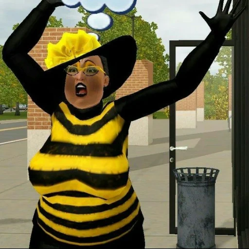 sims meme, the sims, the sims 4, bee stabbing, bee suit man