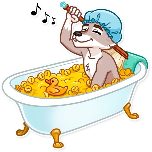 salle de bains, motif de la baignoire, baignoire dessin animé, cartoon salle de bain chat, cartoon de lavage de chat