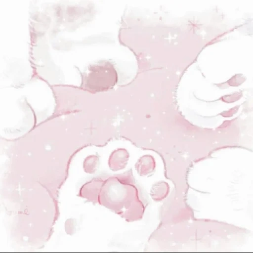 cat art, cybersoft photo, pink aesthetics, cartoon cat paw, blurred image