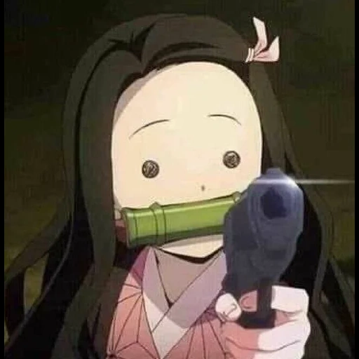 anime, nezuko, figure, cartoon characters, the funny face of neizuzi