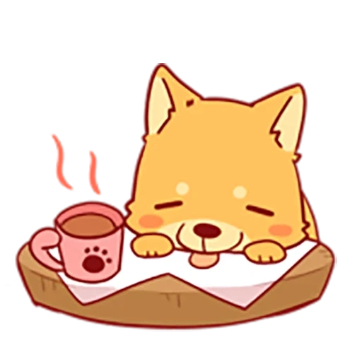 shiba inu, sleeping cat cartoon