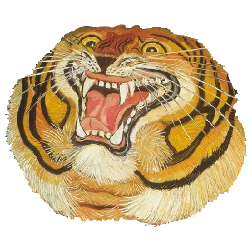 le tigre est grand, antonio ligabue, profil de tigre de panneau, tiger de la chaîne de vêtements, bande de tigre japonaise