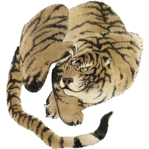 tigre, ito jakuchu tiger, tigres marushamama, gravure japonaise mignonne de tigre, gochua chinois peinture tigre