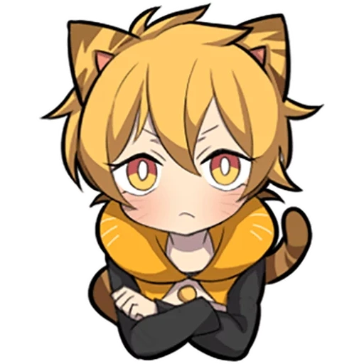 chibi, anime, linea del gattino, capo di chibi, kitten sazi arancione