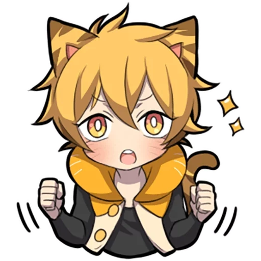 anime, kitten ash, linea del gattino, capo di chibi, kitten sazi arancione