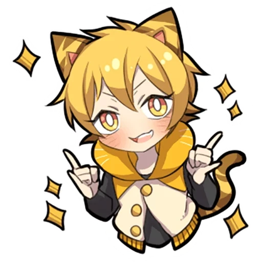 chibi, anime, kätzchenlinie, orangefarbenes kätzchen sazi