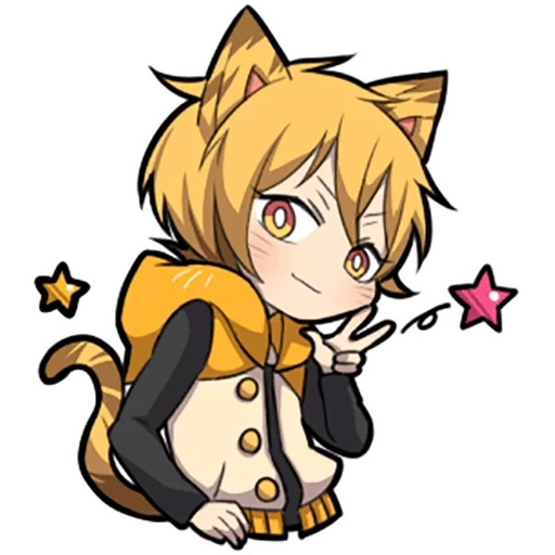 anime, gatti chibi, capo di chibi