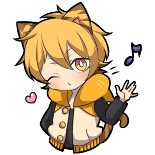 chibi, anime, gatinho laranja sazi