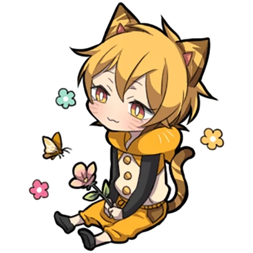 anime, chibi cats, kitten line, orange kitten sazi