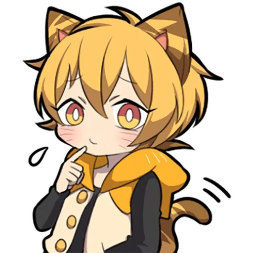 anime, linea del gattino, personaggi chibi, kitten sazi arancione