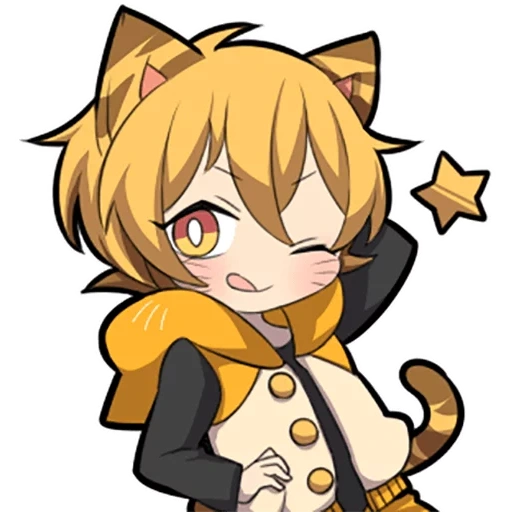 anime, gatti chibi, capo di chibi, personaggi chibi, kitten sazi arancione