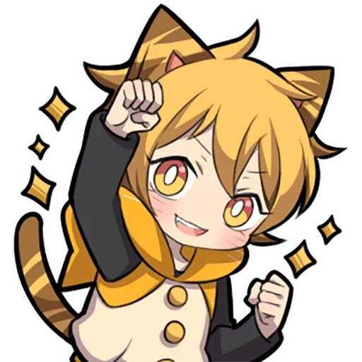 anime, capo di chibi, kitten sazi arancione