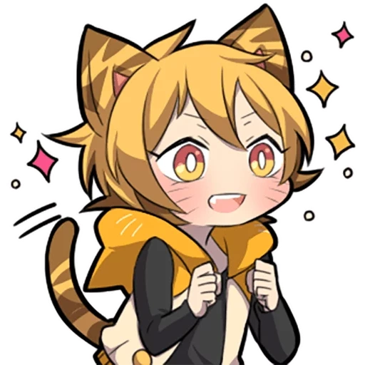 anime, kitten line, chibi kittens, orange kitten sazi