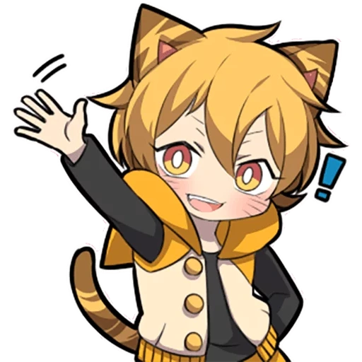 chibi, anime, linha de gatinho, gatinho laranja sazi