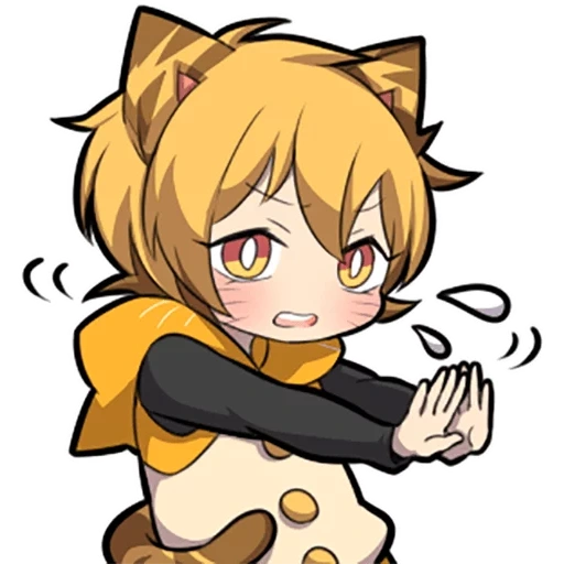 anime, linea del gattino, capo di chibi, personaggi chibi, kitten sazi arancione