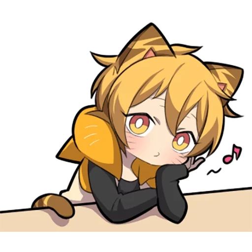 anime, kitten line, chibi characters, nobody characters, orange kitten sazi