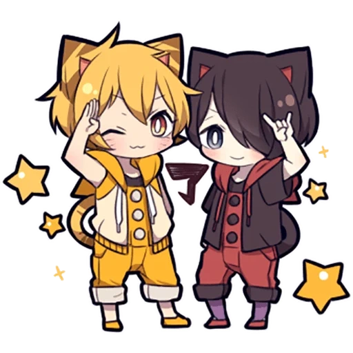 anime, chibi gatos, kochou chibi, linha de gatinho, personagens chibi