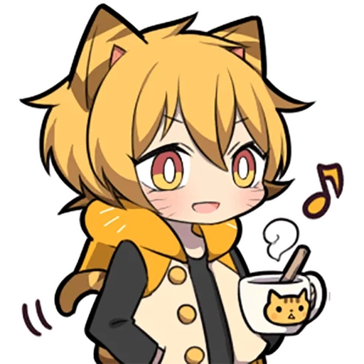 alcuni, anime, nessuna tigre, personaggi chibi, kitten sazi arancione