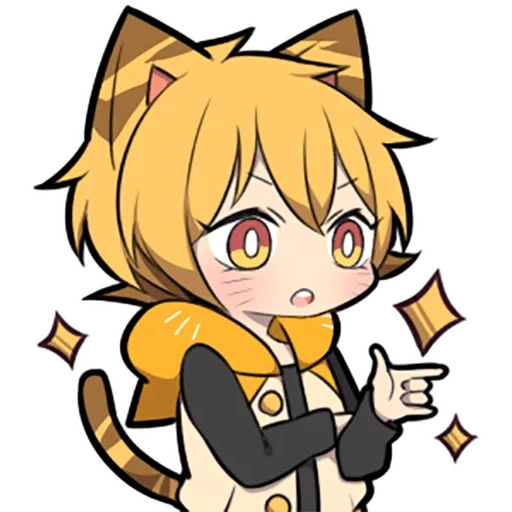 anime, chibi katzen, kätzchenlinie, chibi charaktere, orangefarbenes kätzchen sazi