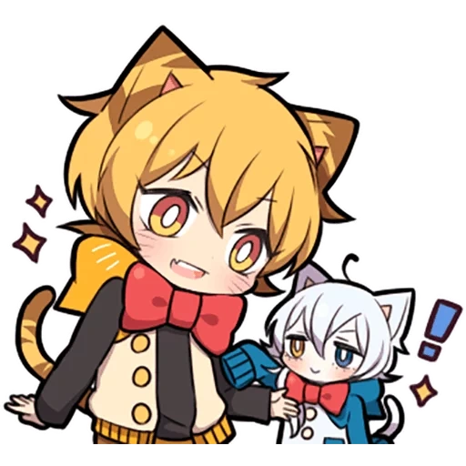 anime, gatti chibi, capo di chibi, personaggi chibi, kitten sazi arancione