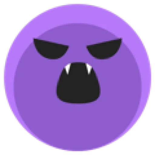 animation, emoji, demon smiling face, expression purple demon, square smiling face poem