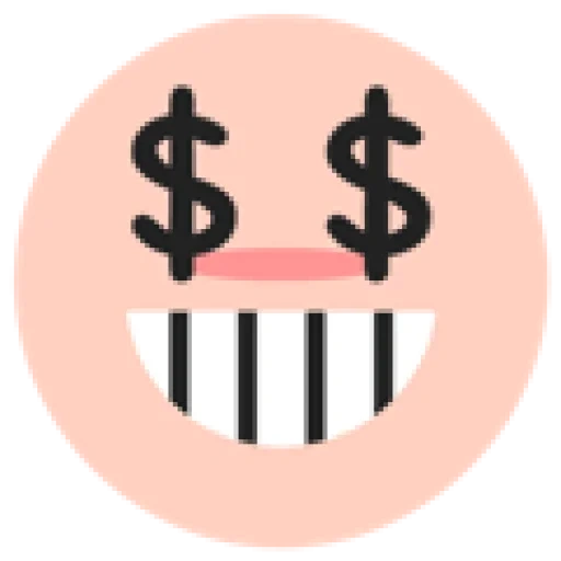 moneda, dinero emoji, la cara de emoji es dólar