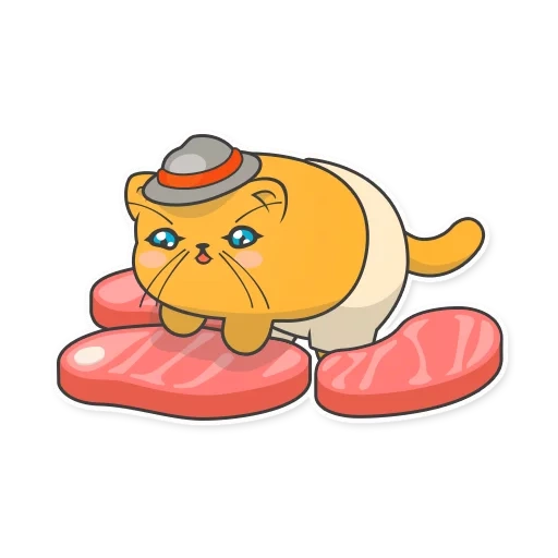 cat, buzzing, yellow cat, happy cat, gudetama printing stickers