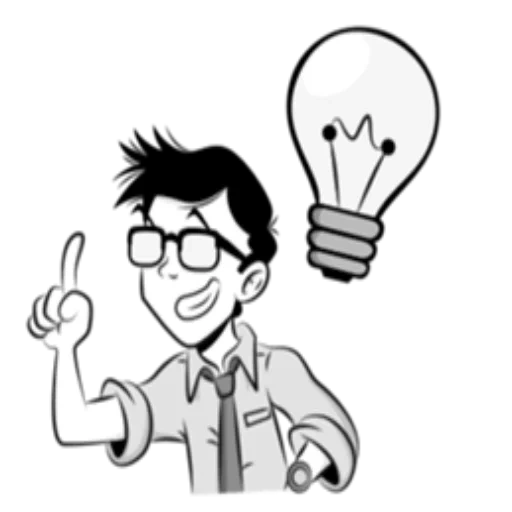 idéias, filosofia empresarial, inventor, lâmpada de pensamento, ilustração de ideia