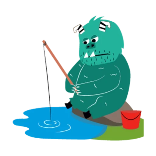 gato, ilustração, urso pescador, pescador urso, ilustração de pesca