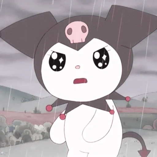 kuromi, twitter, my melody, gatito de arroz negro, dibujos animados de kuromi
