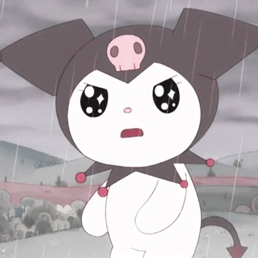 kuromi, twitter, my melody, gatinho de arroz preto, cartoon curomi