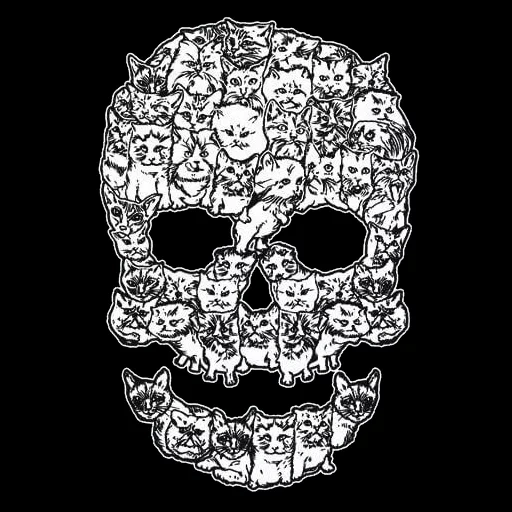 cavella, cat skull, crâne de chat, crâne de phoque, t shirt design