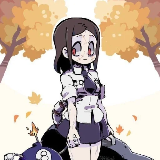 arte de animación, chica de animación, papel de animación, carol skullgirls, pintura de niña de animación