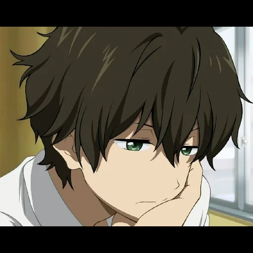 figure, anime boy, cartoon characters, inspirational animation, oreki houtarou anime