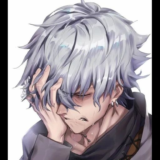 anime boy, anime boy animation, caddock zemlupus faith, anime character boy, gray hair animation art boy