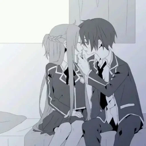 anime couples, anime manga, asuna kirito, kirito x asuna, lovely anime couples