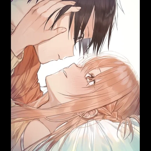 picture, manga of a couple, manga sweet, anime arts of a couple, kirito asuna sleep