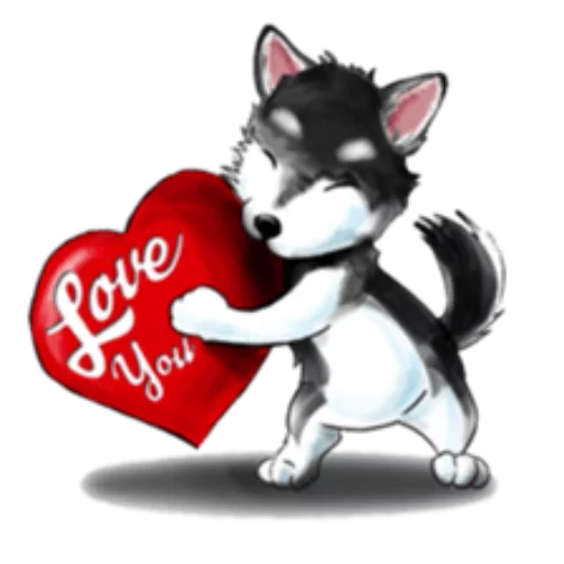 hari valentine husky, kartun husky, alaska husky, anjing valentine, happy valentine by husky