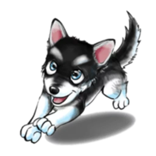 fornido, perro, figura husky, arte husky de puppy, dibujos animados