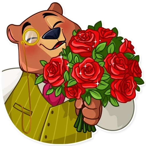 un oso, oso, flores