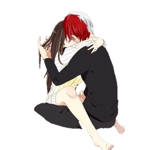 cartoon couple, anime lovers, a pair of animation art, cute cartoon couple, shoto todoroki his girlfriend