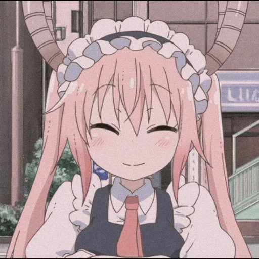 maid dragon kobayashi torah, kobayashi san art, karakter anime, kobayashi san eesthetics, ide anime