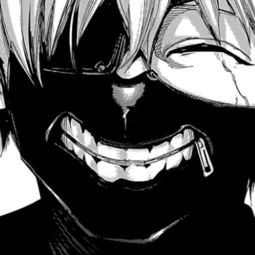 kaneki ken, канеки манга, токийский гуль, канеки кен улыбается манга, токийский гуль манга канеки