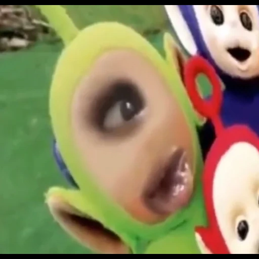 orang, animasi, antena bayi, tiktok viral, di sini datang teletubbies